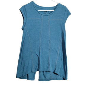 The North Face Athletic Top Womens Split Back Short Sleeve Crew Neck Blue Sz S/P